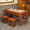 Juego de Mesa y Sillas para Comida Rápida de Madera Maciza China Mesa y Sillas para Restaurante de Fideos Snack Bar Mesa y Sillas para Comedor Talladas Antiguas Mesa y Sillas para Comedor BBQ Hot Pot