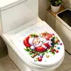 Adhesivo Decorativo para Tapa de Inodoro de Dibujos Animados Lindo de Papá Noel Sosteniendo un Osito Blanco, Decoración Removible para Tapa de Inodoro de Baño