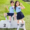 Uniformes de Verão para Jardim de Infância, Uniformes de Manga Curta Estilo Faculdade, Uniformes para Apresentação de 1º de Junho, Uniformes de Primeira Série, Uniformes Escolares