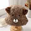 Chapéu de Pescador Feminino Outono e Inverno Novo Estilo Desenho Animado Ragdoll Moda Rosto Exposto Pequeno Chapéu de Bacia Recheado Chapéu Quente à Prova de Frio