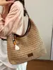 Bolso de Mano Tejido Ins Retro Estilo Coreano, Bolso de Paja, Gran Capacidad, Bolso de Hombro Estilo Vacaciones Playa, Bolso de Hombro Personalizado