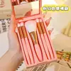 Set de brochas de maquillaje de viaje portátil nuevo listo para usar del fabricante con espejo, brocha para polvos de cerdas suaves, brocha para sombras de ojos, herramienta de belleza
