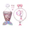 Comércio Exterior Transfronteiriço Moda Infantil Vestido Princesa Sem Mangas Moderno Cauda de Peixe Saia Longa Meninas Sereia Pequenas Mangas Voadoras Vestido de Lantejoulas