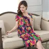 Barraca de Rua de Verão Pijama de Algodão Seda Artificial para Adultos de Meia-Idade e Idosos Camisola de Manga Curta para Mulheres Grávidas Tamanho Plus Vestido Dropshipping