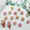 Popular celebridad en línea luminoso galvanizado tres hojas rosa joyería para uñas dulce todo-combinable decoraciones para uñas aretes accesorios