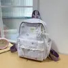 Mochila Pequena Infantil Doce Estilo Coreano Renda Laço Xadrez Tendência Casual para o Jardim de Infância