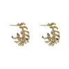 Pendientes Metálicos con Forma de C y Diseño de Hoja para Moda de Nicho con Personalidad Única y Estilo Minimalista Fresco Venta al por Mayor