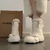 Botas Cortas Peludas con Lazo Diseñadas para Otoño e Invierno, Modernas y Elegantes, Forradas de Borrego, Cálidas, Cómodas y Versátiles Botas de Nieve para Mujer
