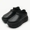 Pantuflas de Algodón de Invierno para Hombre con Borrego Engrosado, Zuecos Cálidos con Suela de Neumático, Impermeables, Antideslizantes, Ultracómodos, Zapatos de Algodón que Aumentan la Altura