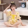 Shorts de manga curta de verão estilo coreano para meninas, roupas finas para casa para crianças, pijama de duas peças estilo princesa para bebês, terno com ar-condicionado