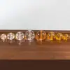 Contas soltas circulares de vidro transparente branco gravadas, Cinco Trovões F amarelo de vidro para acessórios de pulseira DIY, Lote misto de 8-14mm