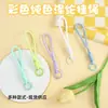 Llavero de Peluche de Cuerda Tejida a Mano de Color Sólido Lanyard Corto Portátil para Teléfono Colgante Decorativo para Bolso