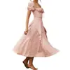 Nuevo Vestido Floral de Primavera 2022 Amazon Europeo y Americano para Mujer con Cuello Cuadrado, Mangas Abullonadas, Cordones, Estilo Commuter, Sexy