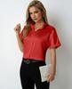Foto Real da Popular Camisa Raglan de Cor Sólida em Cetim Europeia e Americana Transfronteiriça para Mulheres com Gola Alta de Manga Curta Camisa de Cetim