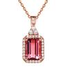 WISH venta caliente transfronteriza brasil collar colgante de turmalina roja creativa estilo coreano collar de piedra cuadrada cadena de clavícula