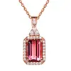 WISH Venta caliente transfronteriza Brasil Colgante collar de Turmalina Roja Natural Cadena de clavícula con colgante de piedra push coreano