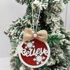 Colgante pequeño de madera de Navidad nuevo transfronterizo rejilla roja y negra lazo con purpurina letras alce decoración del hogar comercio exterior