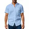 Camisa masculina casual de verão estilo americano, transfronteiriça, solta, moderna, estilo havaiano, com gola de lapela, manga curta casual