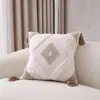 Funda de Cojín Estilo Bohemio de Algodón y Lino para Sofá, Sala de Estar, Mesita de Noche, Respaldo, Ventana Saliente, con Borlas y Relleno