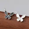 Pingente Individual de Borboleta Prata Esterlina S925 Charme de Borboleta Pequena Sólida Pingente para Pulseira de Miçangas Cristal Pérola Feito à Mão DIY