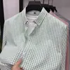 Camisa Xadrez de Manga Longa Masculina Transfronteiriça de Liocel + Algodão, Camisa da Moda e Versátil para Jovens, Camisa Tendência