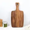 Tábua de Corte de Madeira de Acácia com Alça para Uso Doméstico, Adequada para Alimentos Cozidos, Pão, Bife, Pizza e como Tábua de Preparo de Madeira Maciça