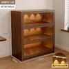 Librería a prueba de polvo de madera maciza, montada en la pared, color nogal, armario de almacenamiento, estantería de pie, estantería para el hogar