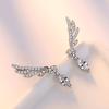 Aretes de botón de circonita ojo de caballo con alas de ángel de temperamento de moda para mujer, joyería de plata, día Corea del Sur, joyería para orejas al por mayor