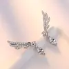 Moda Elegante Zirconia Ojo de Caballo Alas de Ángel Pendientes Mujer Retro Dulce Fresco Zirconia Alas Pendientes