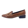 Zapatos de Mujer de Cuadrado Grueso Estilo Nuevo Primavera 2026 Mocasines Estilo Británico con Doble Hebilla Zapatos de Cuero Suaves para el Trabajo