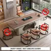 Mesa de Té de Pizarra con Veta de Madera 2025 Nuevo Juego de Té de Gama Alta Estilo Chino Nuevo Tetera Integrada Mesa de Té Totalmente Automática para Oficina