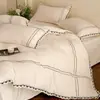 Juego de Ropa de Cama Gruesa de Vellón de Leche de Invierno de Cuatro Piezas, Terciopelo Tallado de Doble Cara, Cálido, Lujo Ligero Francés, Tacto de Alta Gama, Funda Nórdica
