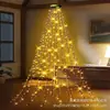 Luz LED de anillo para la punta del árbol de Navidad, luz para el árbol de Navidad del hogar, luz decorativa de estrella de cinco puntas en cascada de bajo voltaje para colgar en el árbol