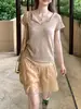 Camiseta de Verano de Gasa Tejida de Manga Corta, Versátil, para el Trabajo y el Ocio, con Cuello en V Delgado, para Mujer