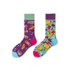 Calcetines de Moda Originales Asimétricos Estilo AB para Mujer Calcetines de Algodón de Verano Zhejiang Arte de Dibujos Animados Personalizado Calcetines de Algodón de Tubo Medio para Hombres y Mujeres