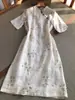 2026 Nuevo Vestido de Verano de Algodón y Lino de Comercio Exterior para Mujer, Nuevo Estilo Chino Qipao Mejorado para Mujeres Jóvenes