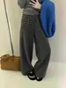 Pantalones Casuales de Pierna Ancha Rayados Estilo Coreano Estilo Perezoso con Cordón Cintura Elástica Nuevo para Principios de Primavera Todo Fósforo Arrastre Pantalones de Verano para Mujer