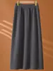 26 Otoño Invierno Nuevo 100% Lana Tejida Versátil Abertura Falda Midi para Mujer Cintura Alta Oficina Adelgazante Cálida Falda Midi