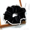 Corda de cabelo vintage de veludo de alta qualidade elegante pérola intestino grosso anel de cabelo borda frisada corda de cabeça elegante todos os acessórios de cabelo para mulheres