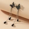 Aretes de botón de temperamento de moda europeo y americano con diamantes Mariposa Borla larga Nicho Aretes versátiles Aretes de insectos Mismo estilo Venta al por mayor