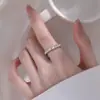 Anel Fino de Diamante para Mulheres, Estilo Japonês e K, Círculo Fino de Nicho, Pequeno Anel de Diamante, Abertura Exquisita, Anel Aberto de Ouro Empilhável