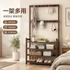 Zapatero con perchero integrado, estante de almacenamiento, zapatero multicapa, perchero multifuncional simple para entrada del hogar