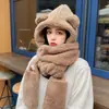 Gorro para Mujer Orejas de Zorro 2024 Nuevo Moda Otoño e Invierno Bufanda Calentador de Cuello Gorro de Peluche de una Pieza para Mujer