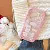 Funda de teléfono de dibujos animados dulce y linda para Apple 17, iPhone 18 PM, estilo femenino, 16 con marco rosa, 15 funda suave de cobertura completa