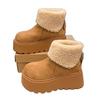 Botas de Nieve Retro de Terciopelo con Suela Gruesa para Mujer 2025 Invierno Nuevo Calzado de Algodón Casual Cálido Engrosado Botines de Plataforma Modernos