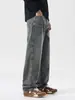 Ropa de Hombre Fengshe / 2026 Nuevo Estilo Americano High Street Lavado Vintage Pantalones de Mezclilla Rectos Sueltos Pierna Ancha para Hombre