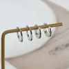 Baño de oro real un collar dos pares de aretes traje para mujer dormir sin quitarse aretes que gotean aceite aretes geométricos en forma de C aretes combinables
