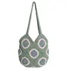 Bolsa de Palha Casual Fashion Vazada, Bolsa de Ombro de Grande Capacidade, Estilo Preguiçoso Versátil Estilo Girassol para Férias, Bolsa Tendência de Axila