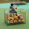 Carrinho de Bolas Móvel para Jardim de Infância, Cesta de Armazenamento para Escola de Futebol, Carrinho de Basquete, Carrinho de Bolas de Aço Inoxidável, Espessado