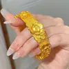Pulsera Abierta de Metal Ojo de Gato para Mujer, Venta Directa de Fábrica, En Stock, Joyería Sólida de Gama Alta, Soporta Dropshipping